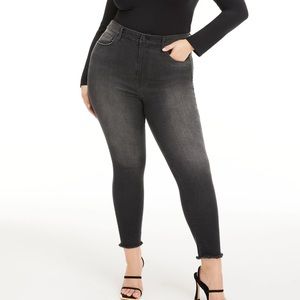 Good American good waist crop fray hem jeans